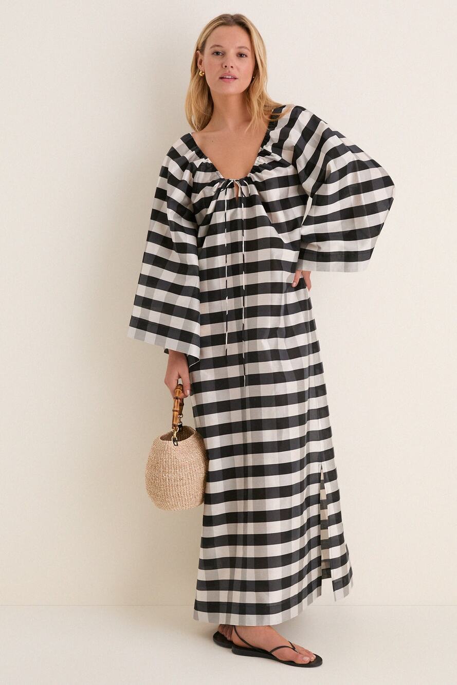 TUCKERNUCK Midnight Check Claudine Dress Size L EUC Retail $228